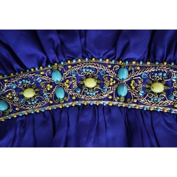 Trina Turk 2103630 Women Sz 6 Lapis Blue Embellished Romani Cape Silk Dress - Picture 12 of 14